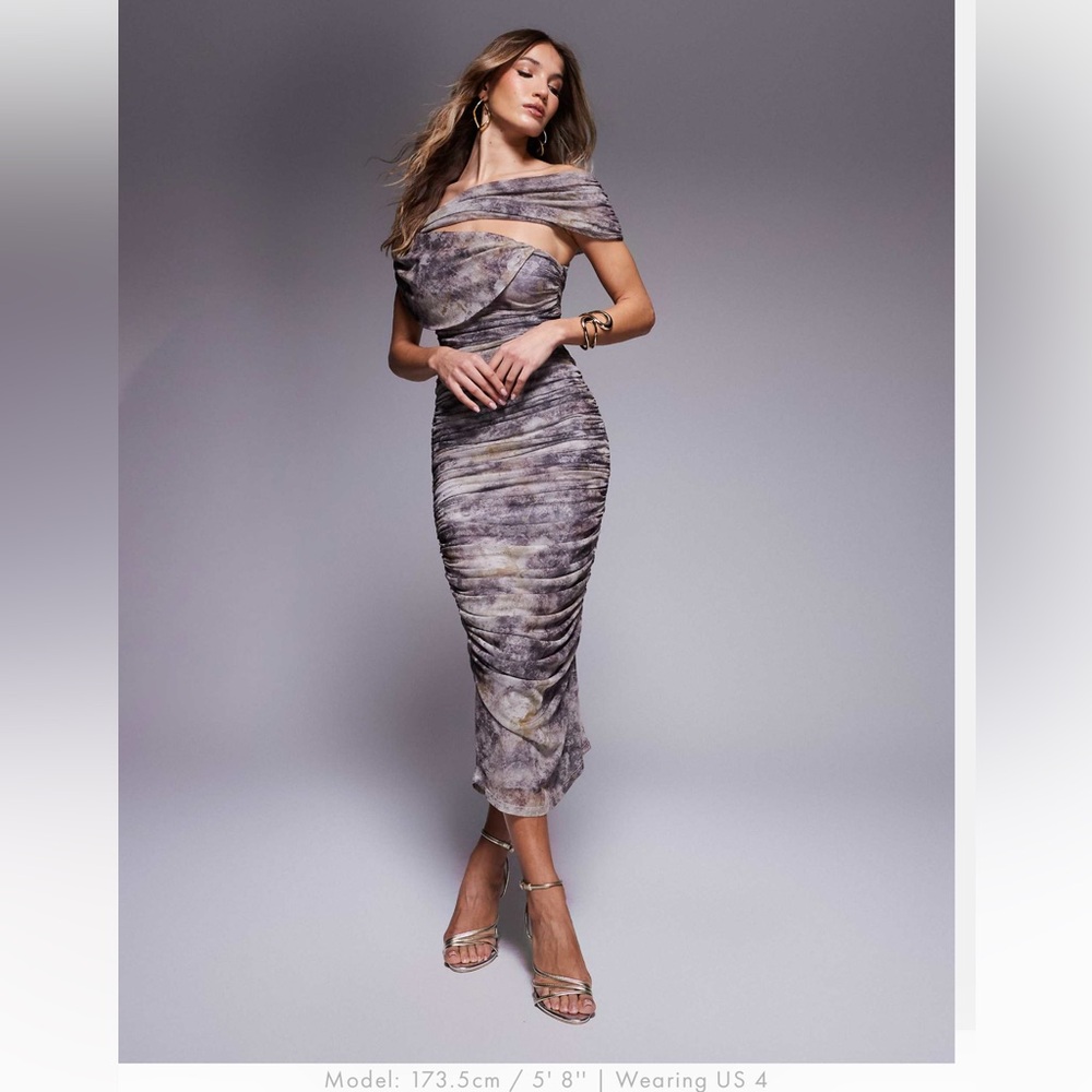 Chic Marble Print Midi Dress